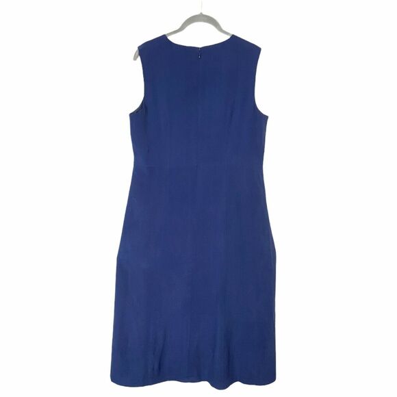 Silk Sheath Dress Chadwick's Vintage Women's Navy Size 12P 90s Sleeveless - Picture 2 of 13